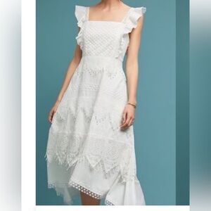 Anthropologie x Rina Dhaka Celeste Lace Beaded Midi Dress Small White Boho